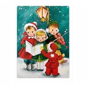 Vintage Caroling Children Scene Magnet